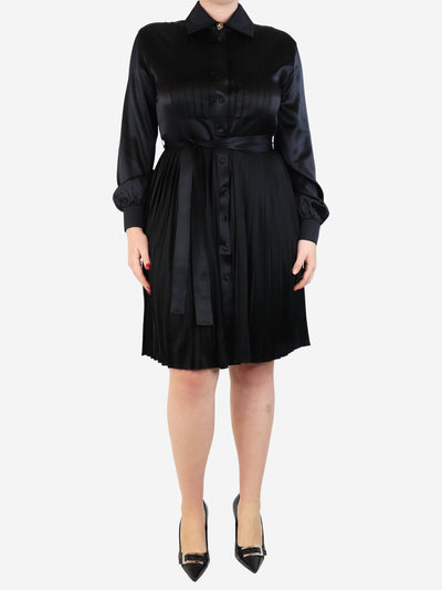 Black satin pleated dress - size UK 12 Dresses Burberry 