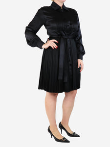 Burberry Black satin pleated dress - size UK 12