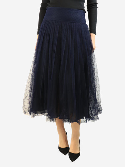 Navy pleated tulle midi skirt - size UK 12 Skirts Dior 