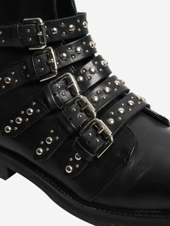 Black leather studded ankle boots - size EU 38 Boots Maje 