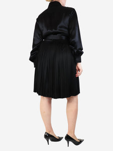 Burberry Black satin pleated dress - size UK 12