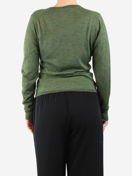 Green fine knit sweater - size UK 12 alternate image