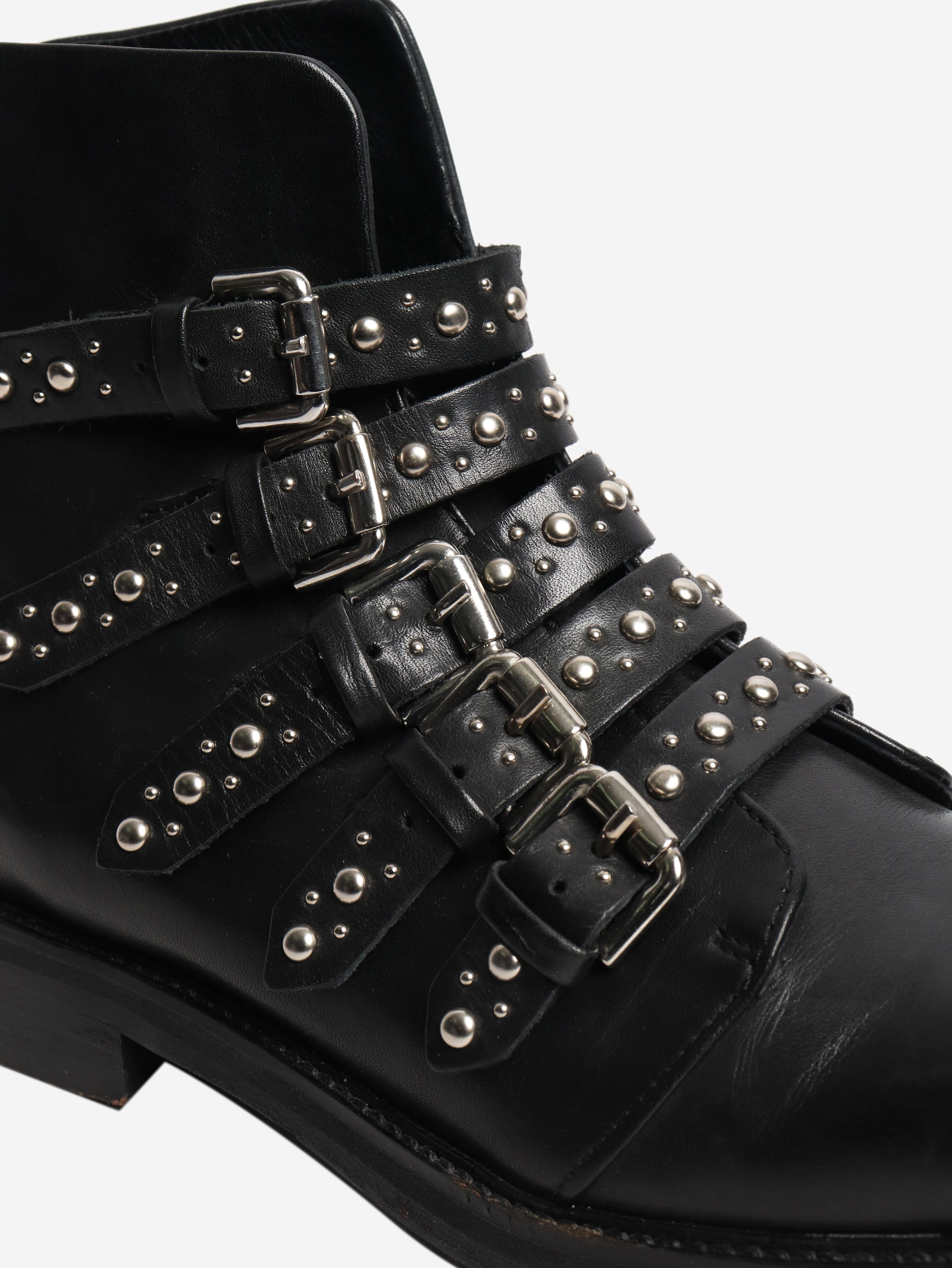Black leather studded ankle boots - size EU 38 Boots Maje 