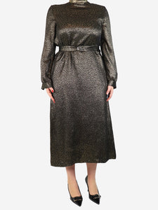 Vanessa Seward Gold lurex printed silk dress - size UK 12