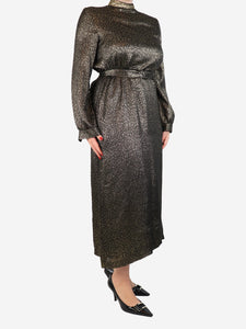 Vanessa Seward Gold lurex printed silk dress - size UK 12