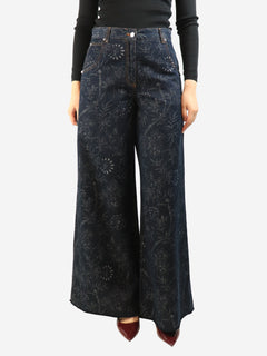 Dark blue floral wide-leg jeans - size UK 8 Denim Etro 