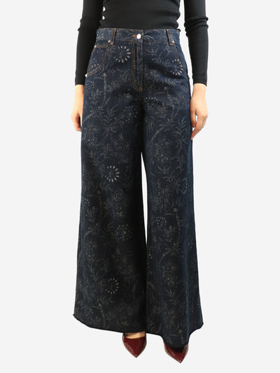 Dark blue floral wide-leg jeans - size UK 8 Denim Etro 