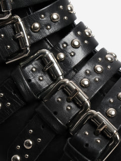 Black leather studded ankle boots - size EU 38 Boots Maje 