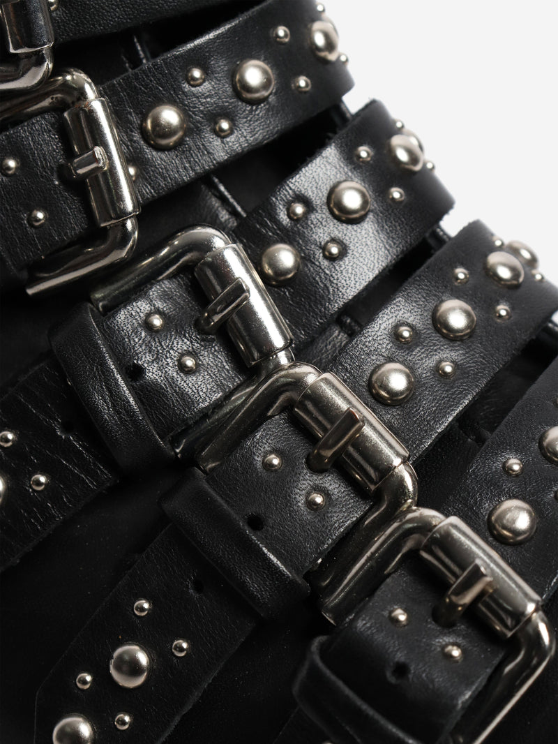 Black leather studded ankle boots - size EU 38 Boots Maje 