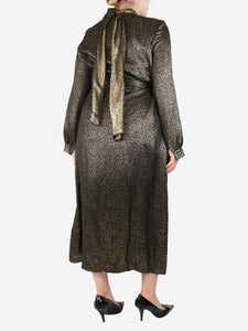 Vanessa Seward Gold lurex printed silk dress - size UK 12
