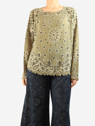 Marl khaki Mela bandana bico sweater - size UK 10 Knitwear Kujten 