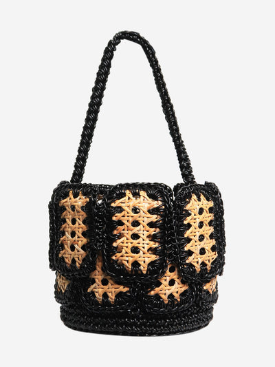 Neutral woven raffia top handle bag Top Handle Bags Mehry Mu 