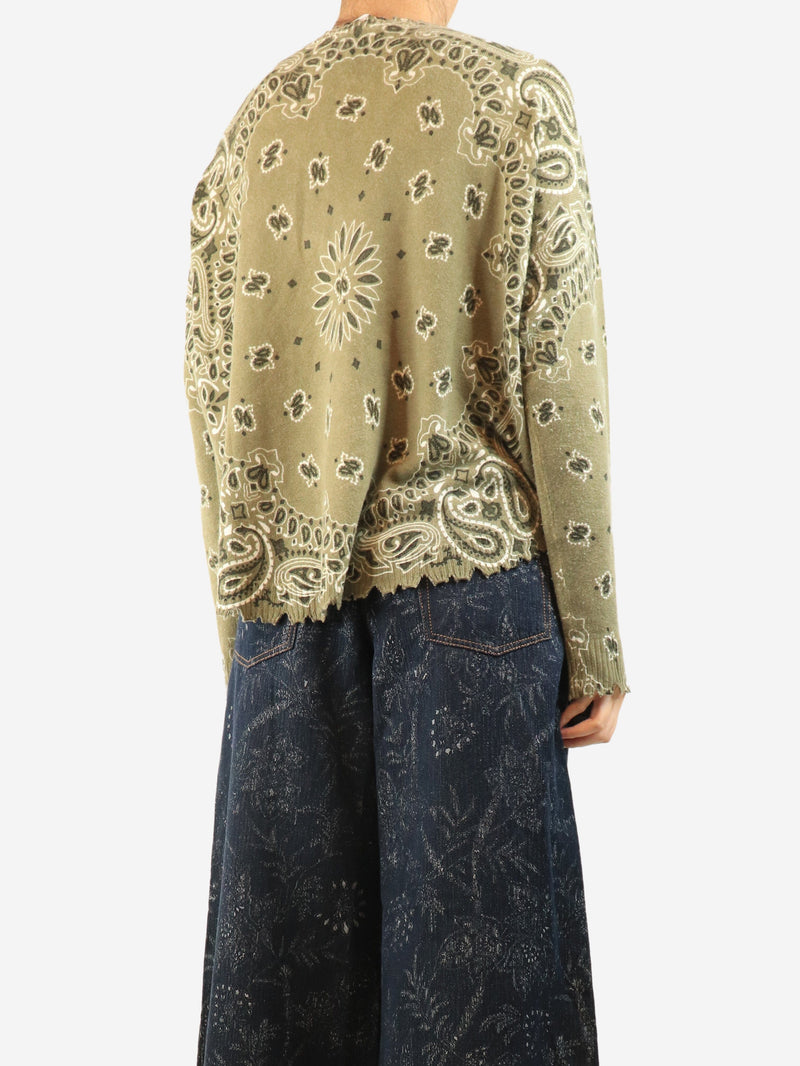 Marl khaki Mela bandana bico sweater - size UK 10 Knitwear Kujten 