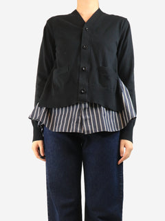 Black striped-panel cardigan - size UK 14 Knitwear Sacai 