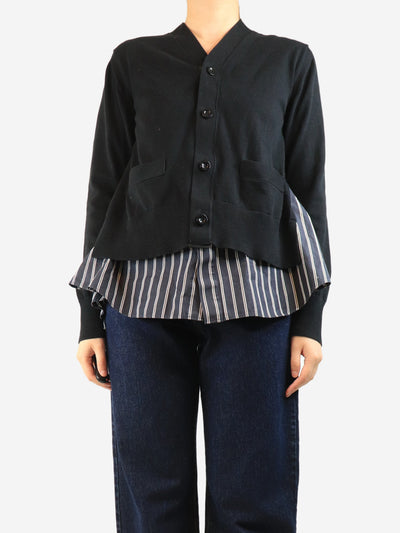Black striped-panel cardigan - size UK 14 Knitwear Sacai 