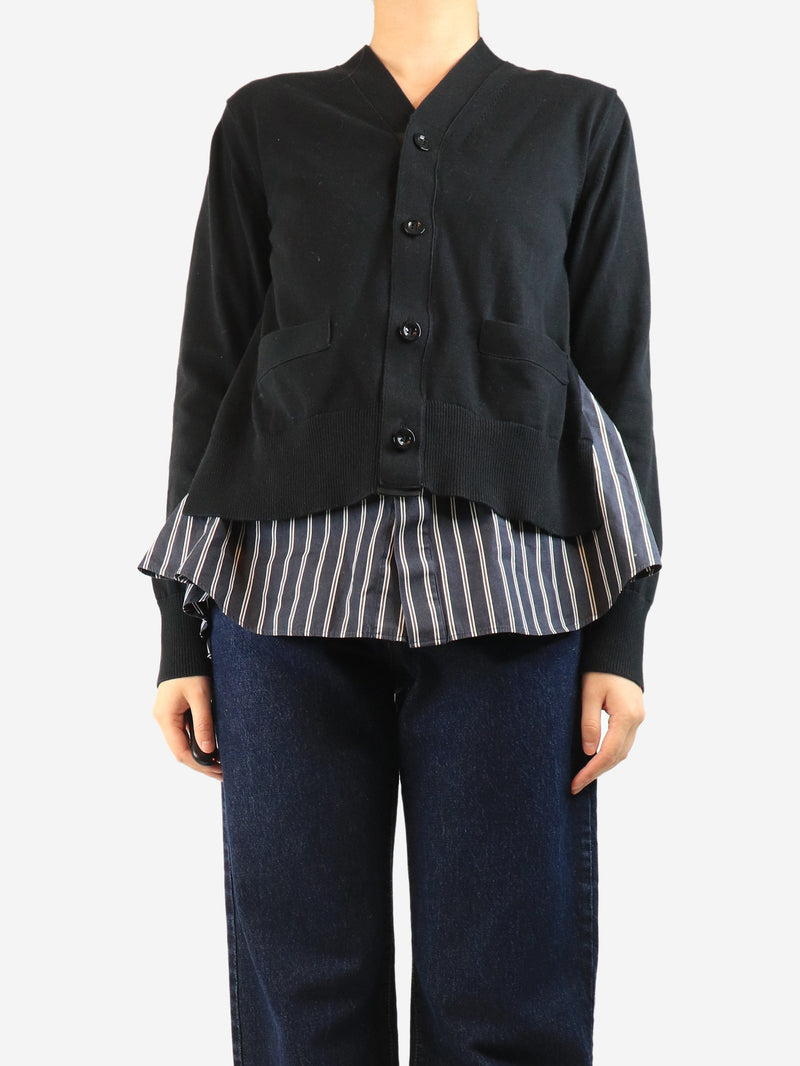 Black striped-panel cardigan - size UK 14 Knitwear Sacai 