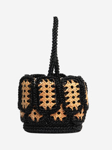 Mehry Mu Neutral woven raffia top handle bag