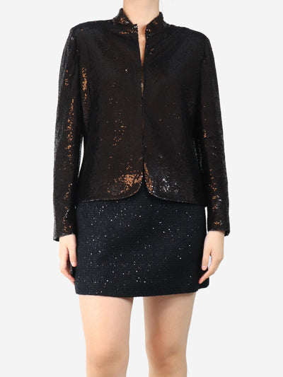 Chocolate sequin jacket - size UK 14 Coats & Jackets Carolina Herrera 