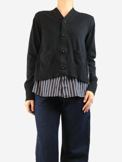 Black striped-panel cardigan - size UK 14 Knitwear Sacai 