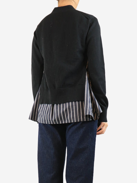 Black striped-panel cardigan - size UK 14 alternate image