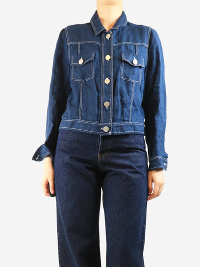 Navy linen utility jacket - size UK 12 Coats & Jackets Brora 