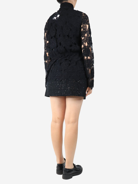 Black floral lace top - size UK 12 alternate image