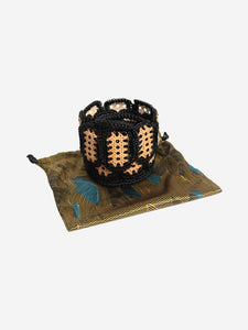 Mehry Mu Neutral woven raffia top handle bag