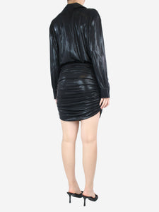 Norma Kamali Black shirred shirt dress - size S