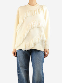 Cream Ina fringed wool sweater - size M Knitwear Ulla Johnson 