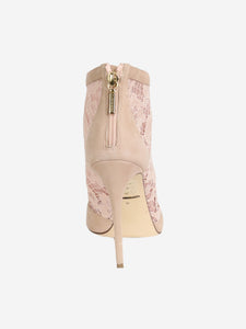 Dolce & Gabbana Light pink suede and lace open-toe booties - size EU 37