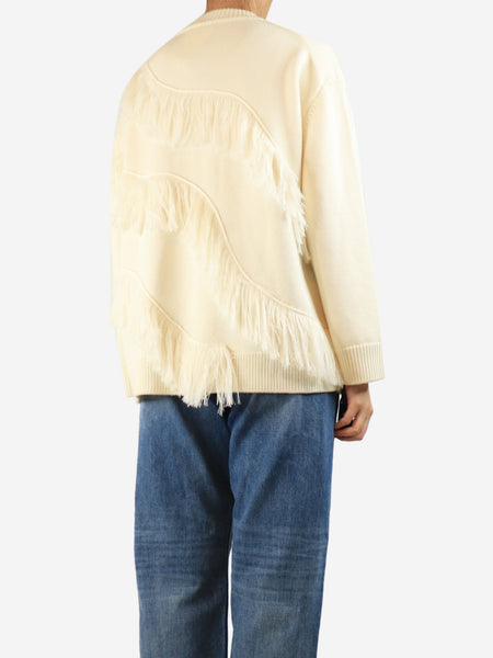 Cream Ina fringed wool sweater - size M alternate image
