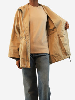 Sandstone hooded Anagram patch-pocket jacket - size UK 8 Coats & Jackets Loewe 