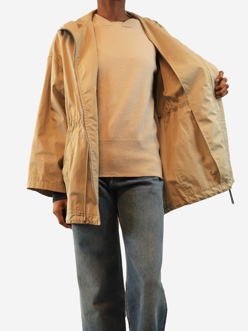 Sandstone hooded Anagram patch-pocket jacket - size UK 8 Coats & Jackets Loewe 
