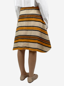 Chloe Orange A-line wool striped midi skirt - size UK 14