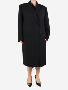 Valentino Black double-breasted wool coat - size UK 14