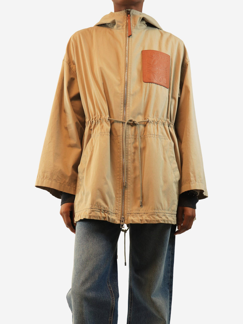 Sandstone hooded Anagram patch-pocket jacket - size UK 8 Coats & Jackets Loewe 