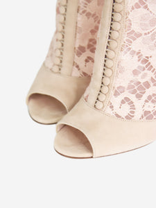 Dolce & Gabbana Light pink suede and lace open-toe booties - size EU 37