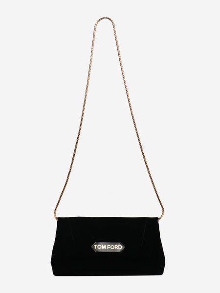 Black velvet chain shoulder bag alternate image
