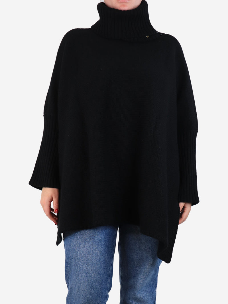 Black roll-neck cape - One size Knitwear Crimson 