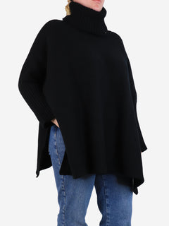 Black roll-neck cape - One size Knitwear Crimson 