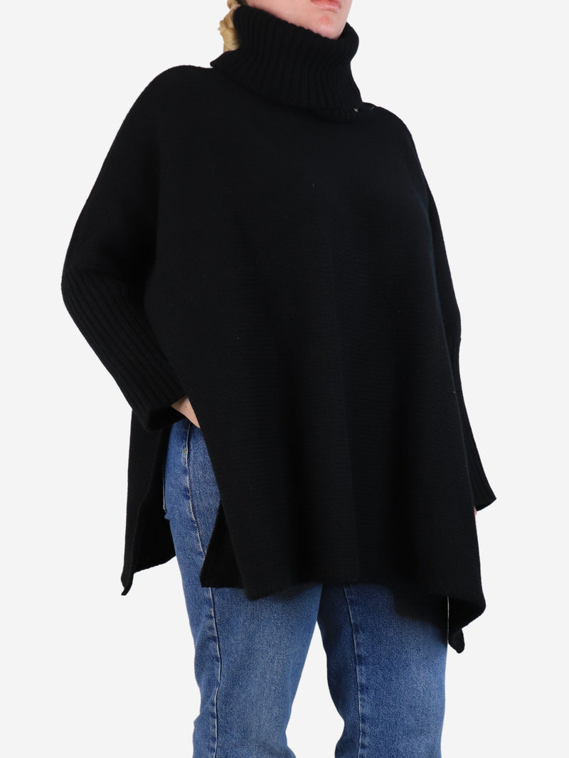 Black roll-neck cape - One size Knitwear Crimson 