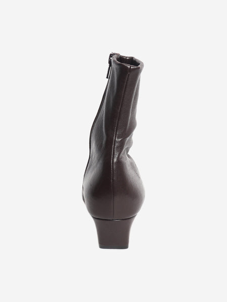 Brown leather ankle boots - size EU 38 alternate image