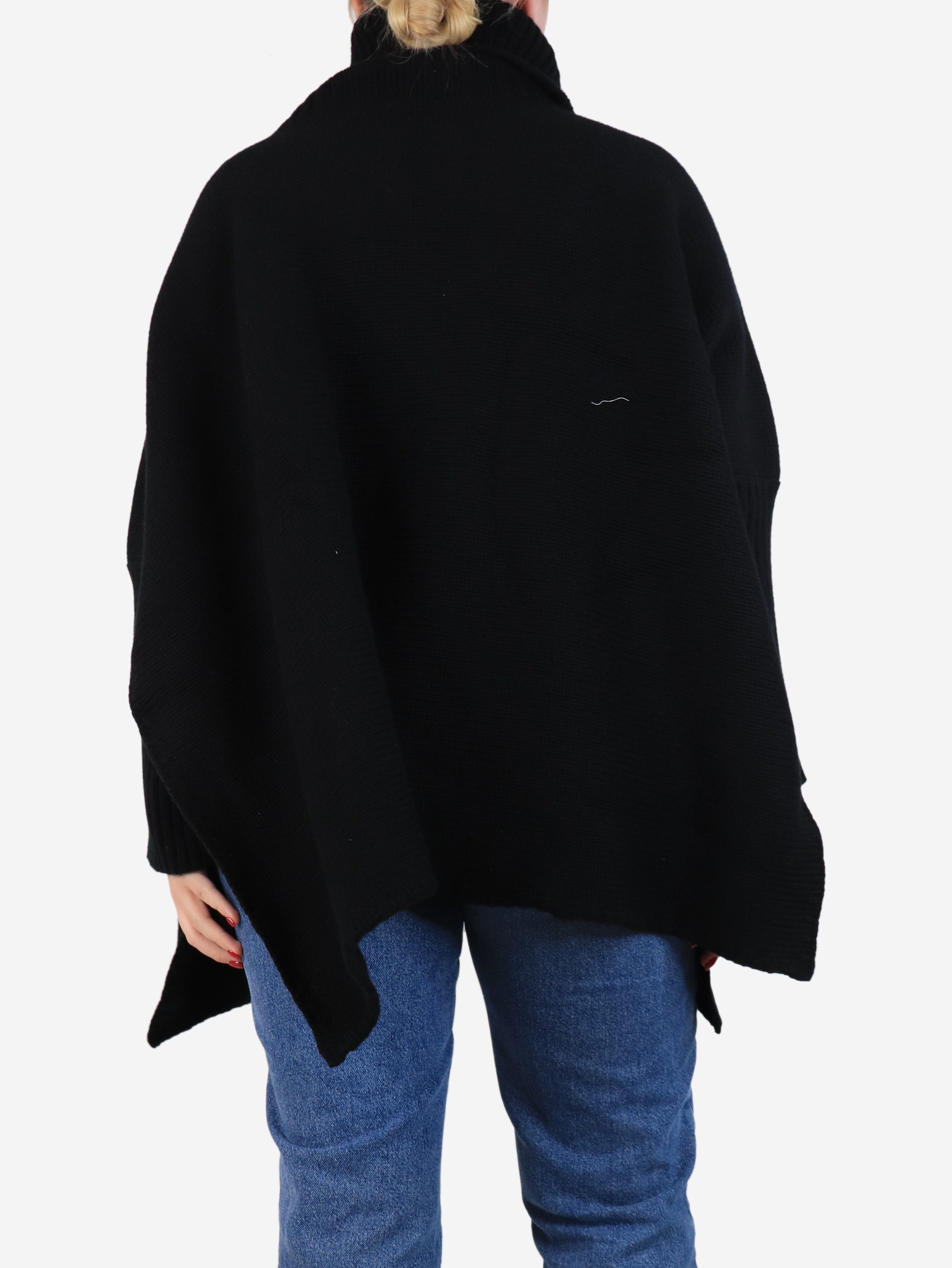 Black roll-neck cape - One size Knitwear Crimson 