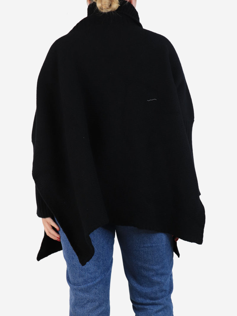 Black roll-neck cape - One size Knitwear Crimson 