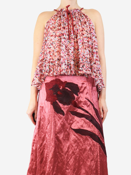 Pink Fabino printed georgette top - size UK 8 product image