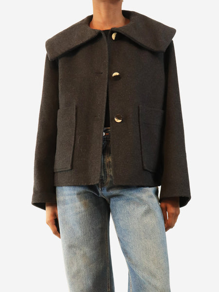 Charcoal cropped wool-blend jacket - size UK 6 product image