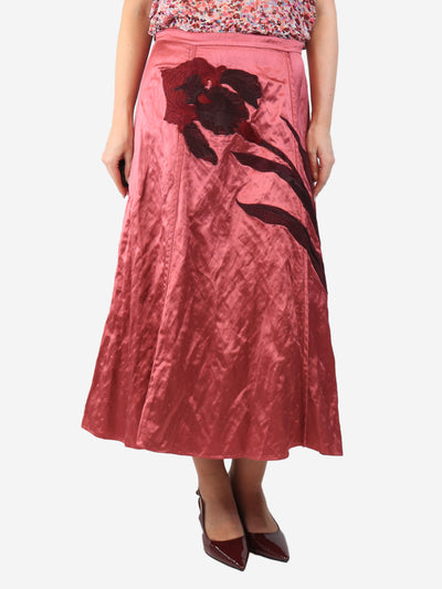 Berry floral embroidered midi skirt - size UK 14 Skirts Erdem 