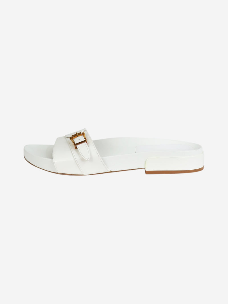 leather buckled flat sandals
