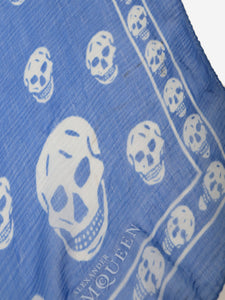 Alexander McQueen Blue and white skull printed scarf