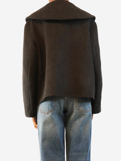 Charcoal cropped wool-blend jacket - size UK 6
